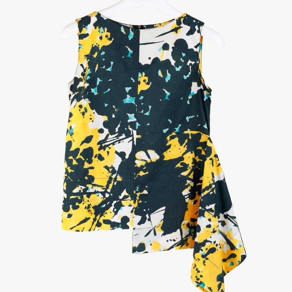 Marni Abstract Yellow Flowers Sleeveless Blouse